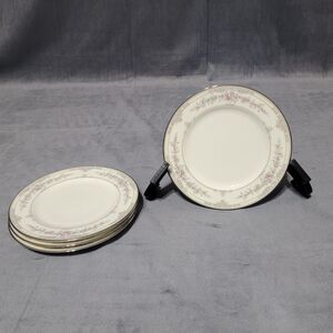 4 Noritake Shenandoah 9729 Platinum Ivory Bone China Bread & Butter Plates